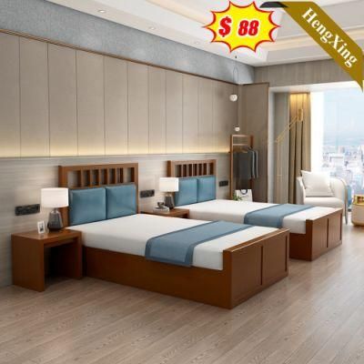 New Chinese Home Hotel Furniture Oak Cushion Headboard Luxury Hotel Bedroom Bed
