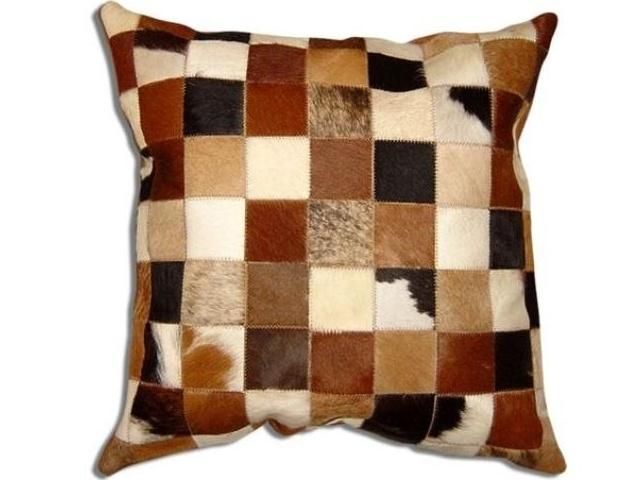 Natural Leather Cowhide Patch Decoration Cushions