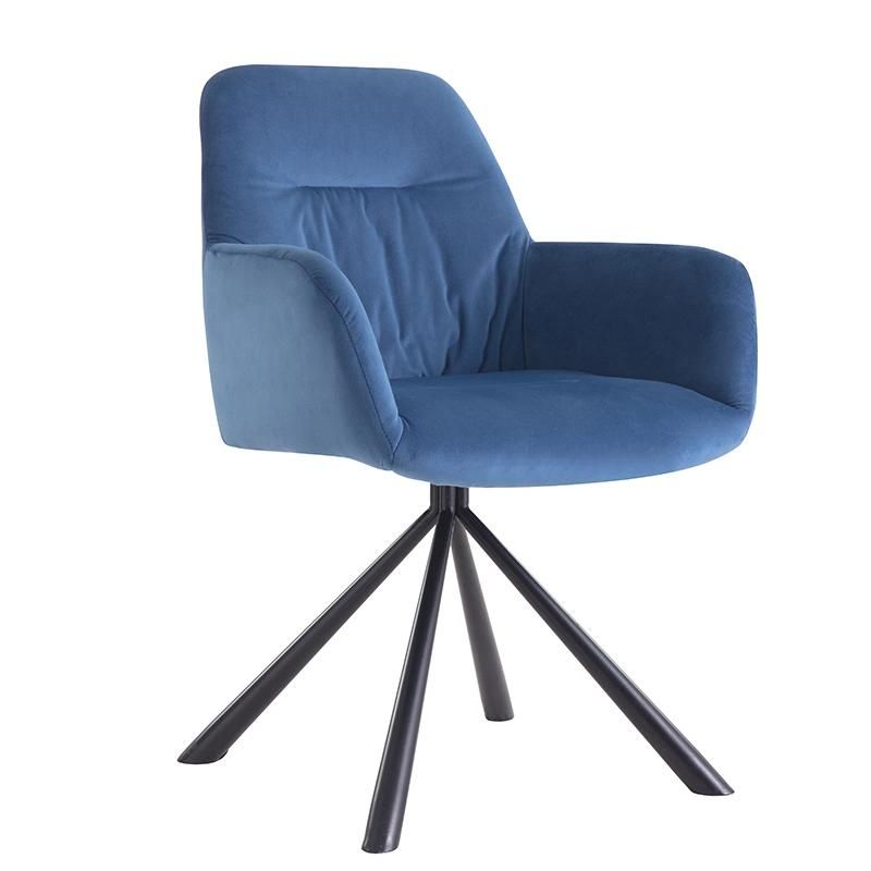 Best Sale PU Leather Fabric Seat Velvet Chair with Metal Legs Scoop Dining Chair