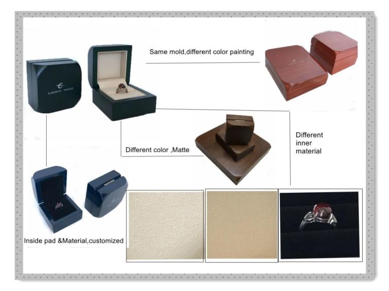 2022 New Luxury Navy Blue PU Leather Jewelry Storage Box Luxury Gift Ring Packaging Box Exhibition Showcase Display Box