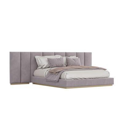 High End European Contemporary Style Solid Wood Bed Furniture Modern Upholstered Mattress Bed