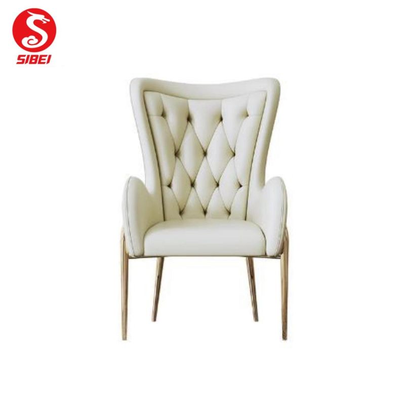 Modern Style Luxury Metal Restaurant Grey Fabric Dining Chair for Sale