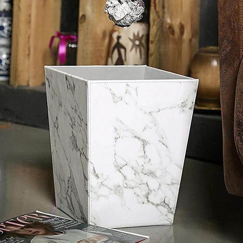 Lobby Made in China Marble PU Leather Hotel Swing Kitchen Trash Can