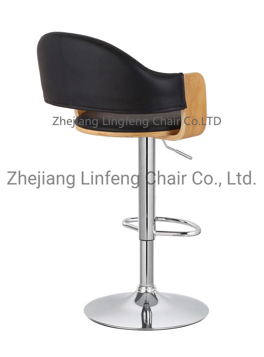 Leather Wood Industrial Restaurant Bar Home Chair with Leather Seat