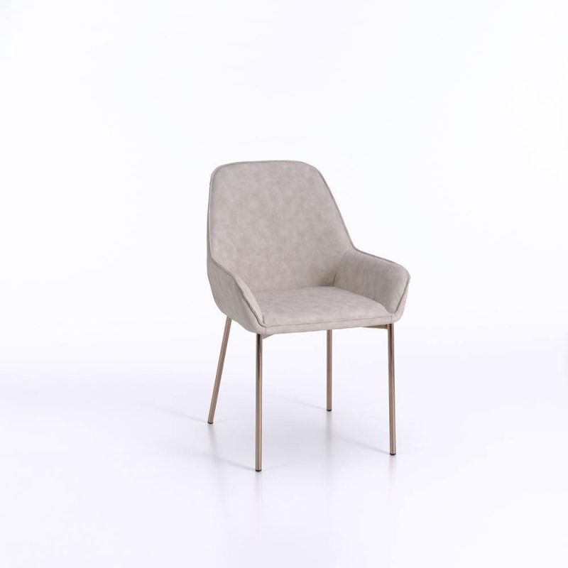 Modern Dining Room Home Furniture Banquet Arm Velvet Fabric Dining Chair with Metal Legs