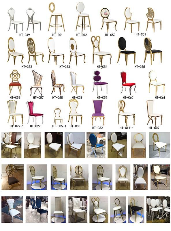New Chaise De Banquet Model Factory Wholesale Metal Islam Muslim Prayer Chair Chrome Stainless Steel Kind and Queen Wedding Dining Chair