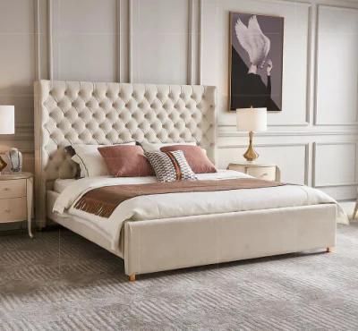 American Double Bed 1.8 Meters Postmodern Minimalist American Leather Bed Solid Wood Master Bedroom