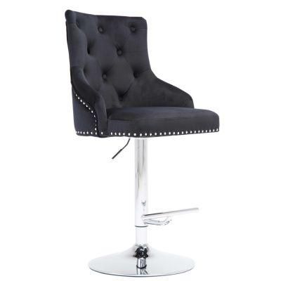 Black Fabric Swivel Bar Chair Leisure Lounge Chair with Footrest