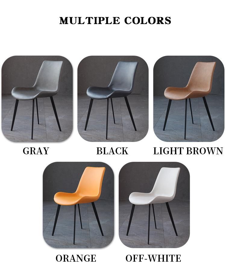 Modern Home Furniture Set Steel Metal Legs Leather Dining Chairs