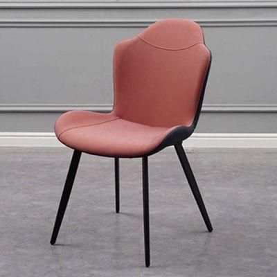 Luxury Metal Cushion Upholster Leather Fabric Dining Chair