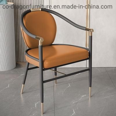 Fashion Leather Dining Chair with Wooden Arm for Home Furniture