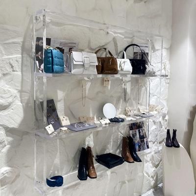Simple Style Pure Transparent Acrylic Wallet Handbag Clothing Wall-Mounted Display Rack