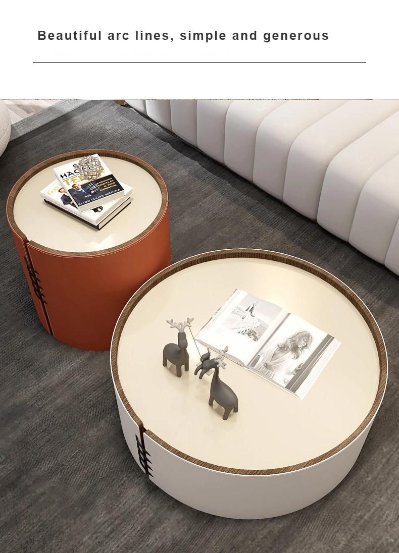 Home Furniture Leather Sintered Stone Coffee Table