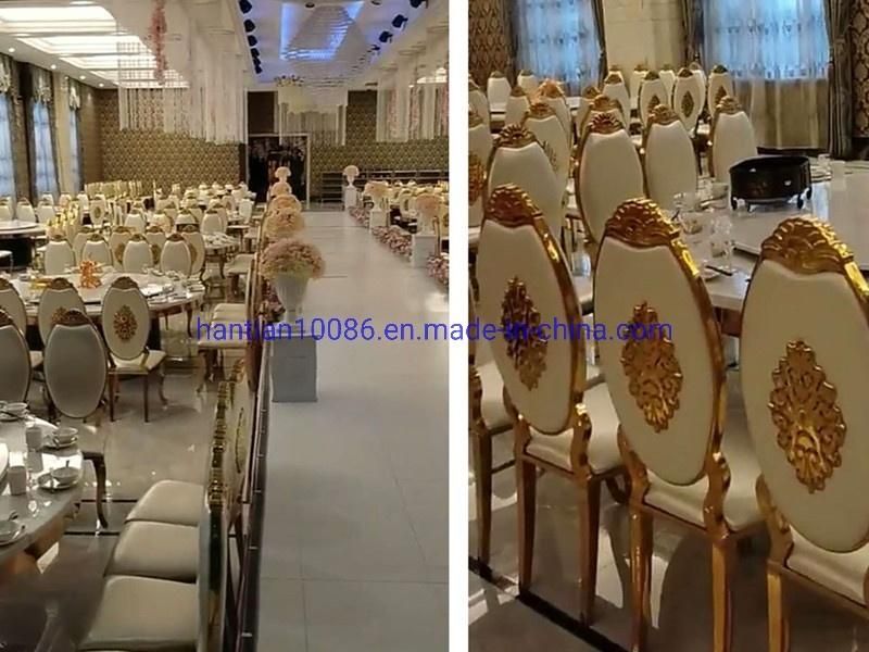 Luxury Wedding Restaurant Furniture Brass Gold Stainless Steel Round Back Stay Velvet Dining Chairs