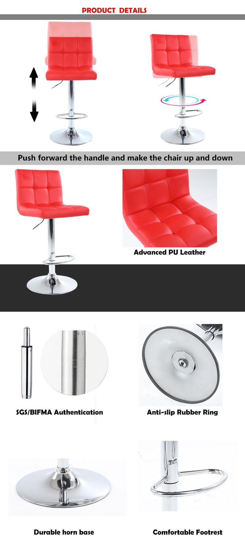 Barstool Cheap Modern Barchair PU Leather Seat Swivel