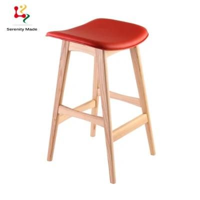 Restaurant Furniture Modern Leather Cafe Wooden Counter Bar Stool