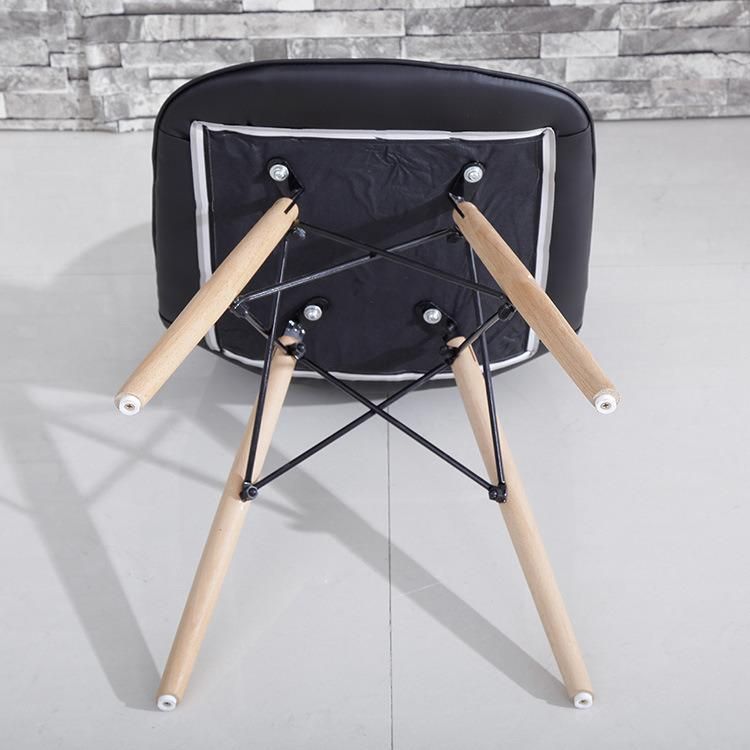 Modern Design PU Leather Wooden Legs Dining Chair Restaurant Upholstered Cafe Chair