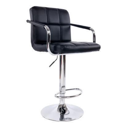 Chair Black Leather Dining Metal Chrome and White Bar Stool Saucer Chair Modern Hotel Lounge Leather Barstool Chair