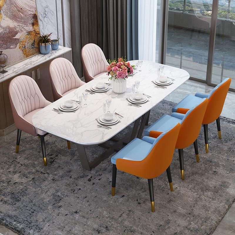New Design Cheap Price Wholesale Dining Room Furniture Metal Frame Legs Modern PU Upholstered Leather Dining Chairs