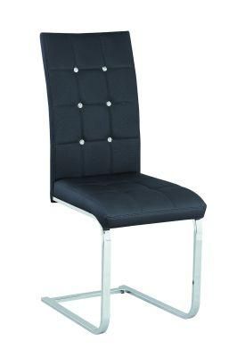 Black PU with Button on The Back Dining Chair