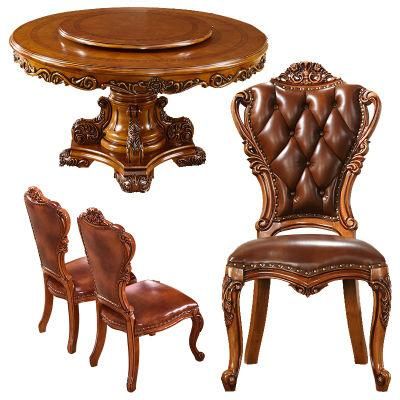 Classic Furniture Factory Wholesale Wood Round Dining Table with Cellaret and Cupboard in Optional Furnitures Color and Dining Chairs