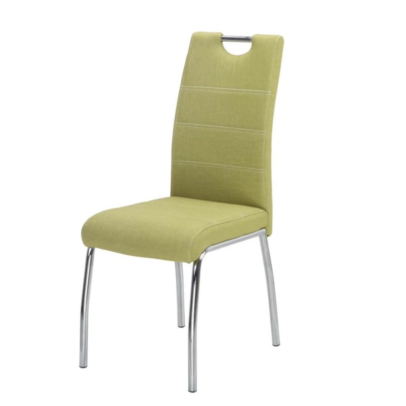 Modern Fashionable PU Leather Chrome Dining Chairs with Chromed Legs