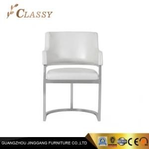 Metal Stainless Steel Office Leather Dining Chair in Silver Polished Hotsale