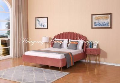 Huayang Modern Luxury 1.8m Leather Metal King and Queen Wooden Bed for Home Bedroom Furniture King Bed