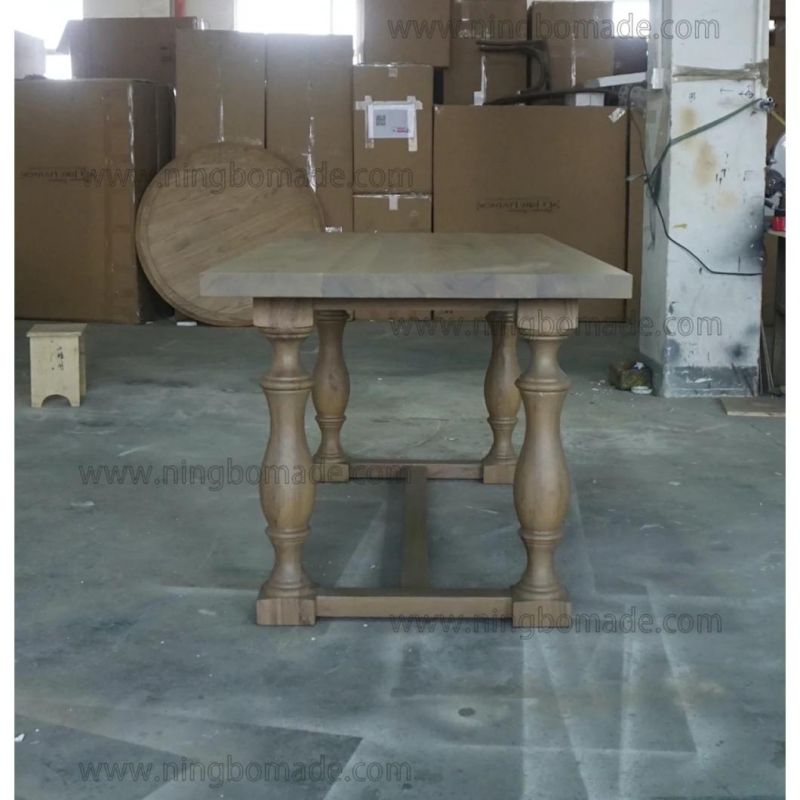 Vintage Provincial Rustic Furniture Aged Grey Oak Dining Table