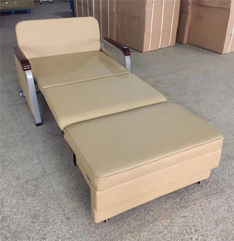 Bt-Cn015 Hospital Furniture Patient Attendant Chair Medical Accompany Chair Bed with Leather Cover Armrest Price