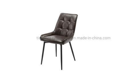 French PU Leather Upholstered Cafe Restaurant Kitchen Dinner Chairs with Beech Wood Leg