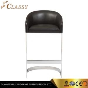 Modern Italian Leather Bar Chair Counter Stools with Stainless Steel Frame