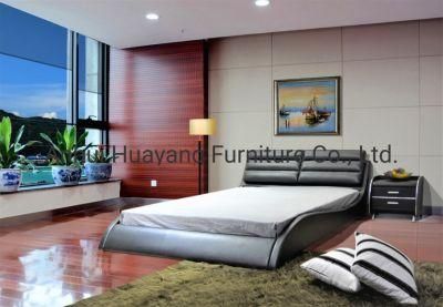 Huayang Luxury Modern Bedroom Frame Leather Fabric Top King Size Queen Size Bed Fabric Bed
