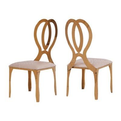 Hot Selling Gold Stainless Steel PU Wedding Hotel Dining Chair