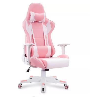 High Back Ergonomic Swivel Leather PC Computer Pink Gamer Gaming Chairs with Footrest for Home Office