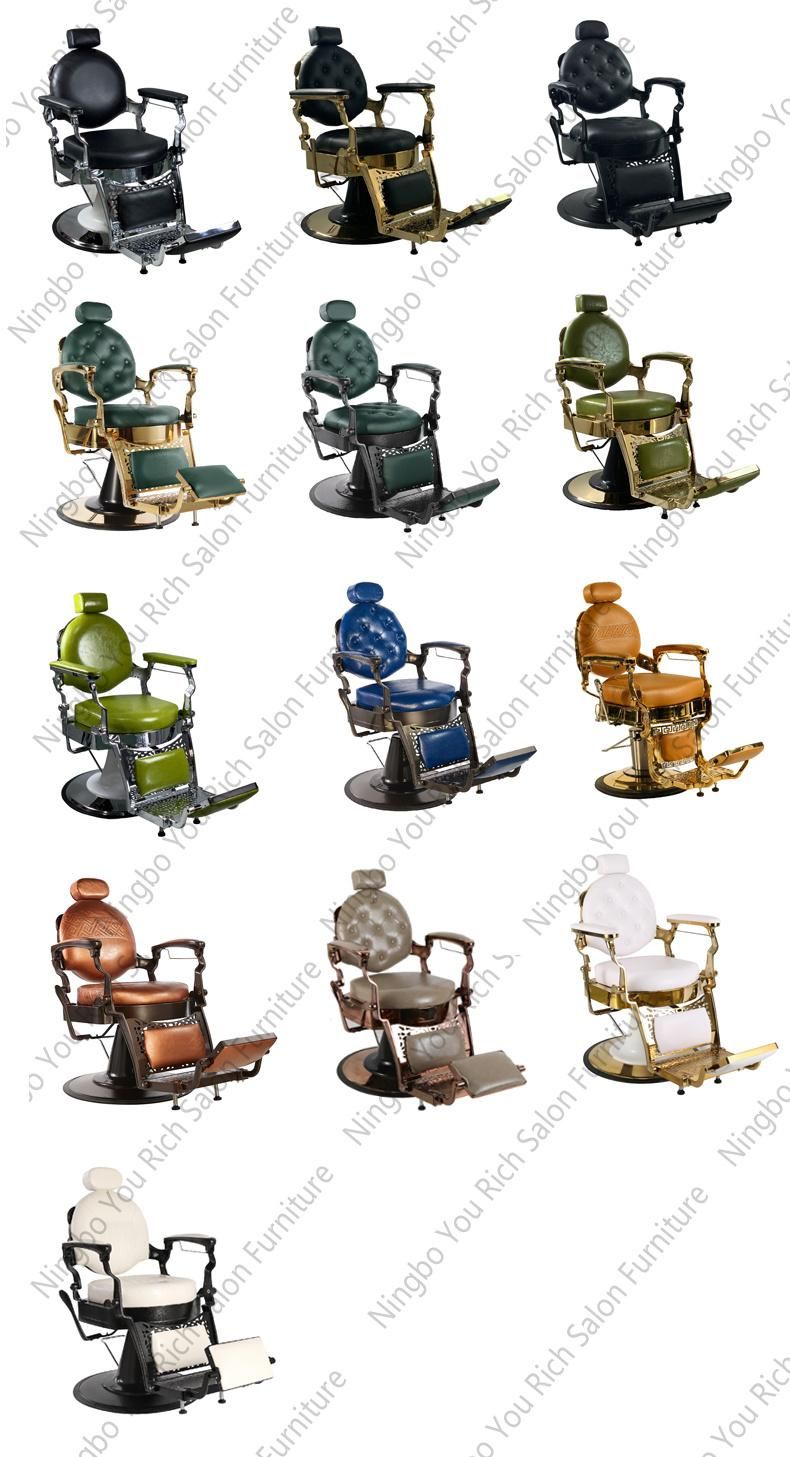 Wholesale Beauty Salon Furniture White and Gold Vintage Barbers Chairs Styling Chair