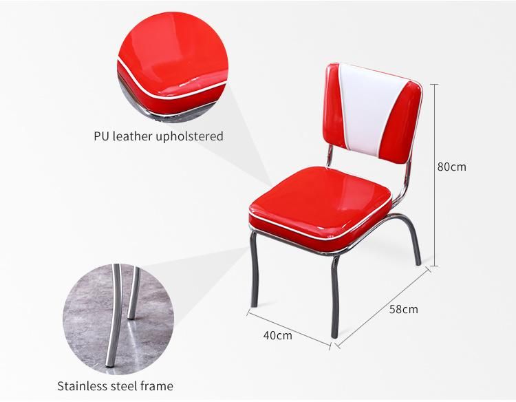 (SP-BS424) Vintage Red Leather Upholstered American Retro Bar Chair