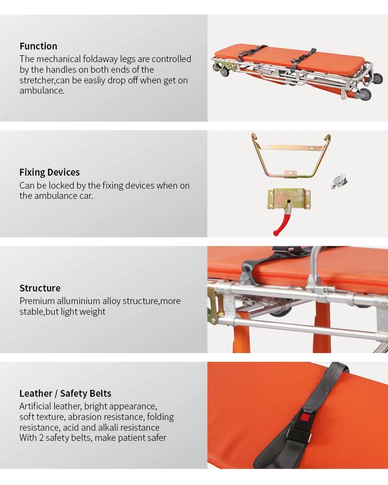 Skb039 (C) Saikang Sale Hospital Folding Medical Ambulance Patient Transport Stretcher Trolley Price