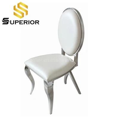 Antique Luxury Round Back Home Chairs Silver Metal Dining Room Furniture