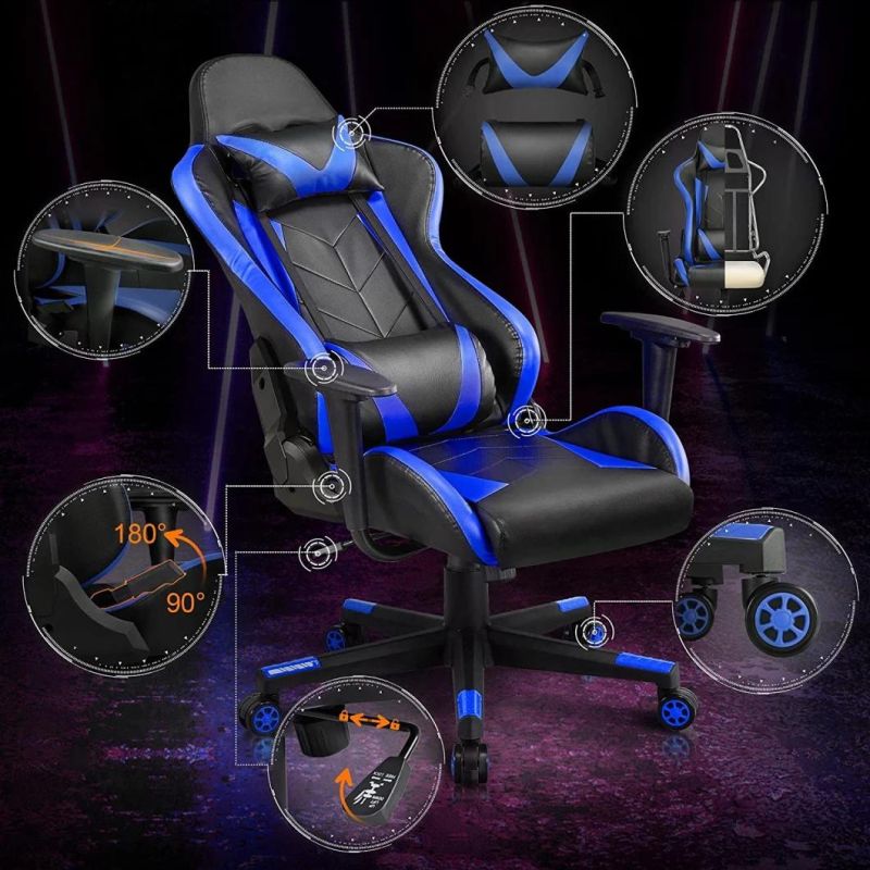 Adjustable Hotel Office Chair Leather Nylon Computer Gamer Racing Gaming Chair with Footrest