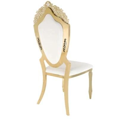 Yellow Gold Imperial Crown Queen King Infinity Royal Wedding Event Dining Chairs