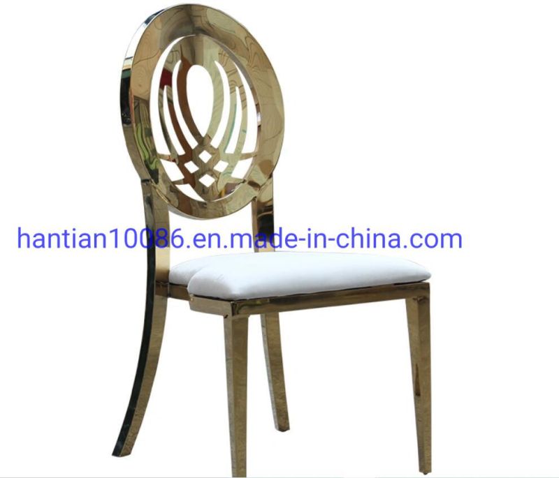 Modern Dining Furniture New Design Round Back Gold Stainless Steel for Wedding Sofa Chair