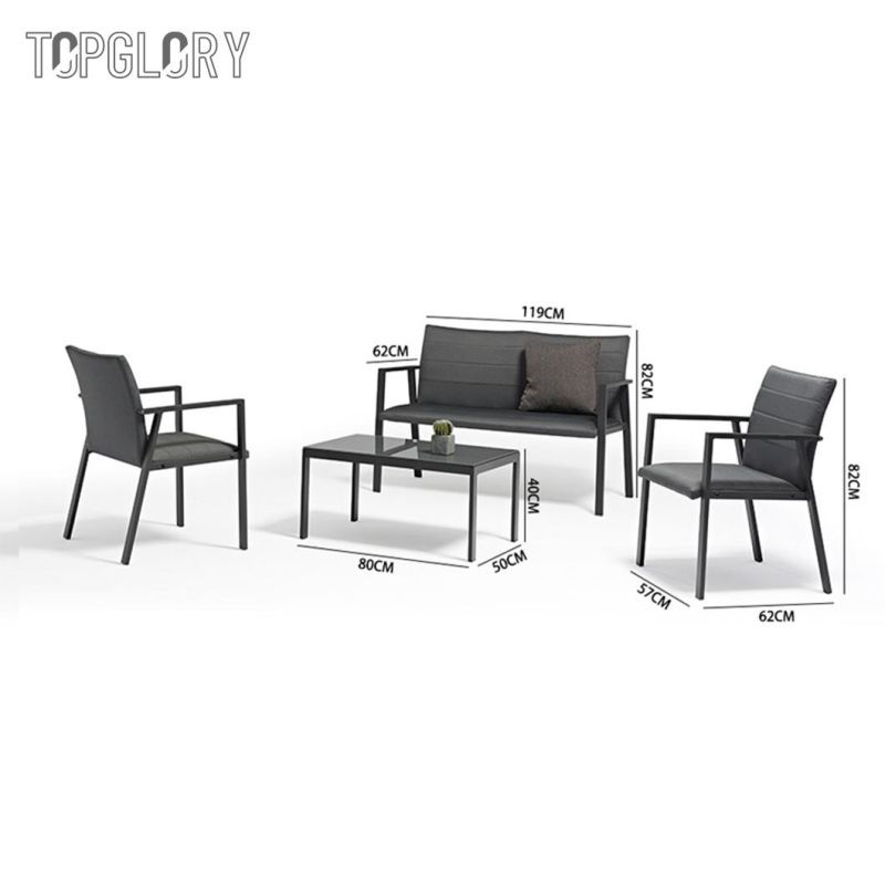 New Design Outdoor Garden Furniture Aluminium Frame Textilene Dining Sectional Sofa and Table Set