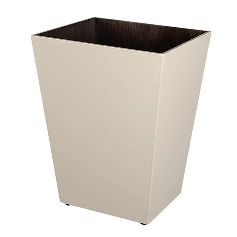 Elegant and Luxury Hotel PU Leather Dustbin Trash Bin