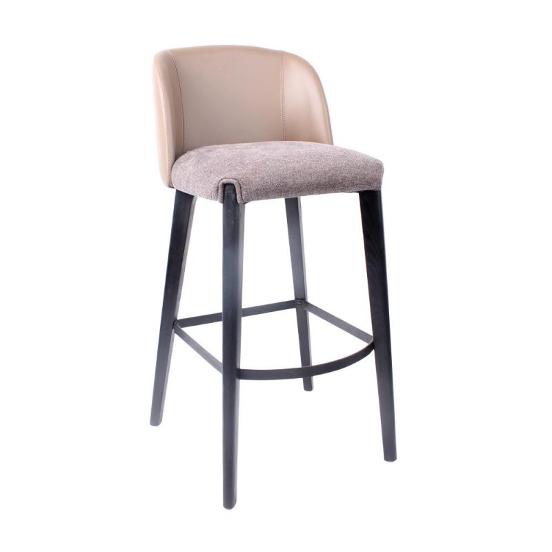 Modern Wood Bar Stool for Cafe Restaurant Leather Upholstered Counter Stool