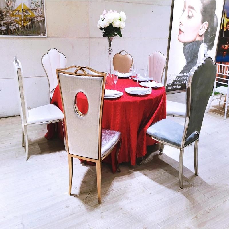Popular Middle East Stainless Steel Wedding and Events Leather Dining Back Chair
