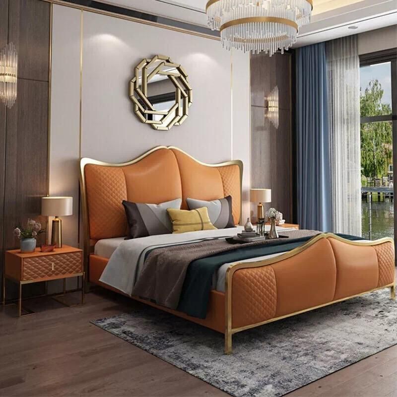 High Grade Modern Double Queen Size Soft Leather Bed