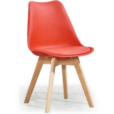 Sillas De Comedor Home Furniture Side Chair with Wood Leg Armless Plastic Dining Chair with PU Leather Cushion