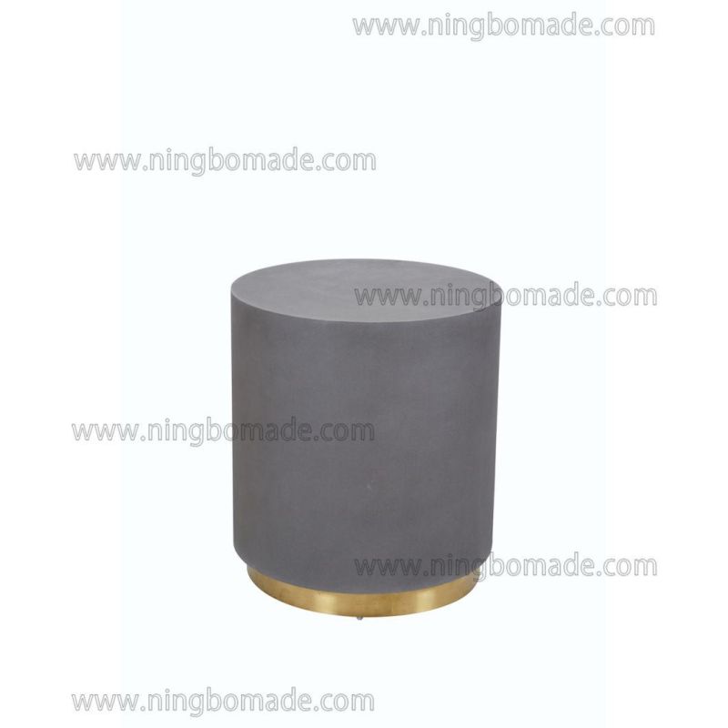 Nordic Retro Vintage Antique Furniture Grey Concrete Shining Gold Stainless Steel Corner Table