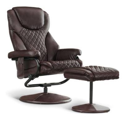Black Revolving Reclining Leisure Chair Lounge Chair with Fixed Arms